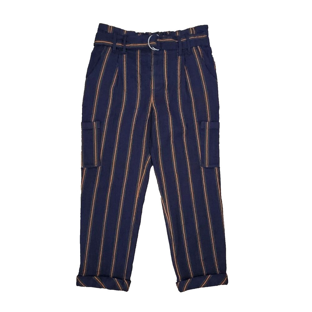 Free People Brody Pants 4 Striped Wool Blend Cargo Cropped Academia Career